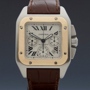 Cartier Santos 100 Chronograph Stainless Steel18k Yellow G W20091X7 387567