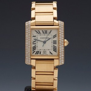 Cartier Tank Francaise Mens Automatic 18k Yellow Gold Diam WE1010R8 292871