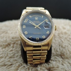 Rolex Day-date 18238 18k Gold With Original Blue Arabic 18238 288765