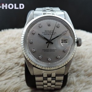 Rolex Datejust 1601 Ss Silver Diamond Dial With Folded J 1601 633693