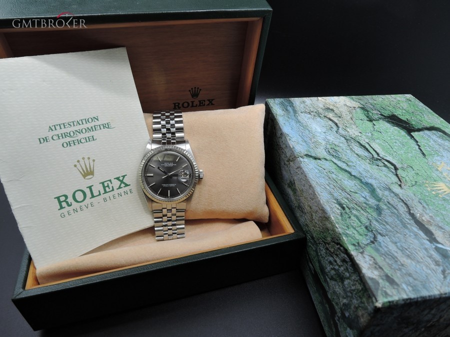 Rolex Datejust 1601 Ss Original Dark Grey Dial With Box 1601 627607