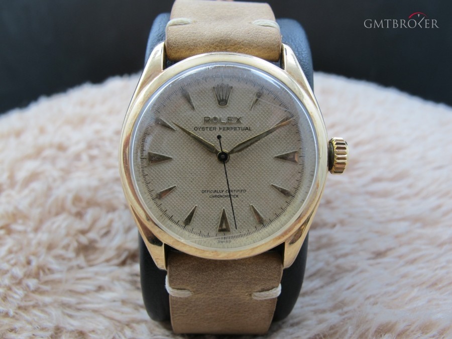 Rolex Semi-bubbleback 6084 14k Yg With Honeycomb Dial 6084 718767