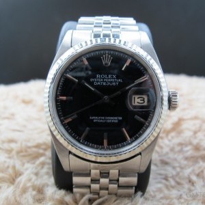 Rolex Datejust 1601 Ss Glossy Black Dial With Folded Jub 1601 704585