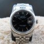 Rolex Datejust 1601 Ss Glossy Black Dial With Folded Jub