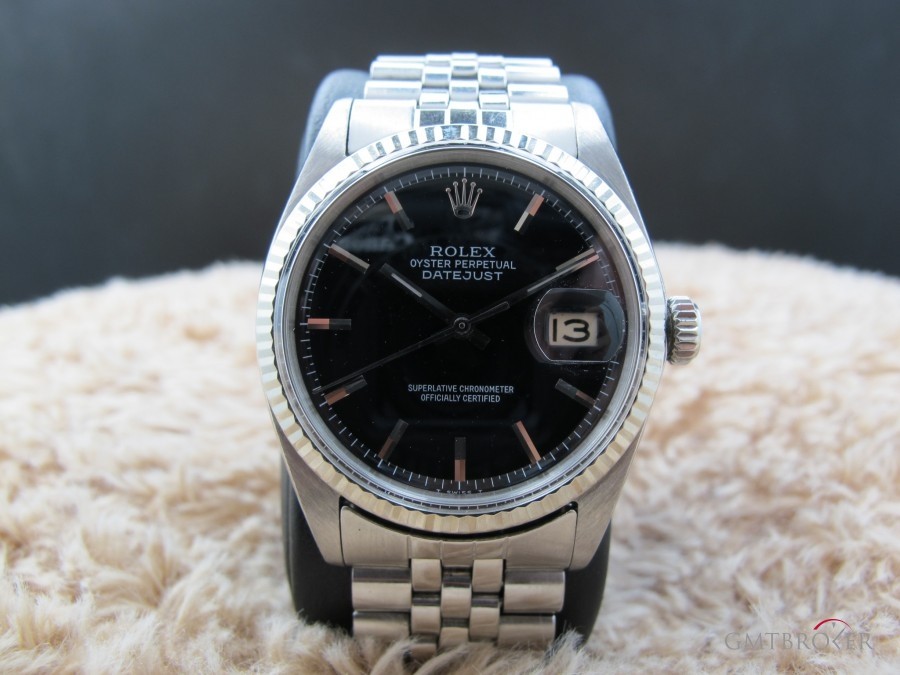 Rolex Datejust 1601 Ss Glossy Black Dial With Folded Jub 1601 704585