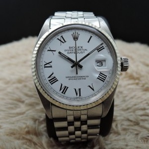 Rolex Datejust 1601 Ss White Roman Dial With Jubilee Ban 1601 600287