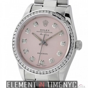 Rolex Steel 34mm Pink Diamond Dial  Diamond Bezel 1996 14000 333589