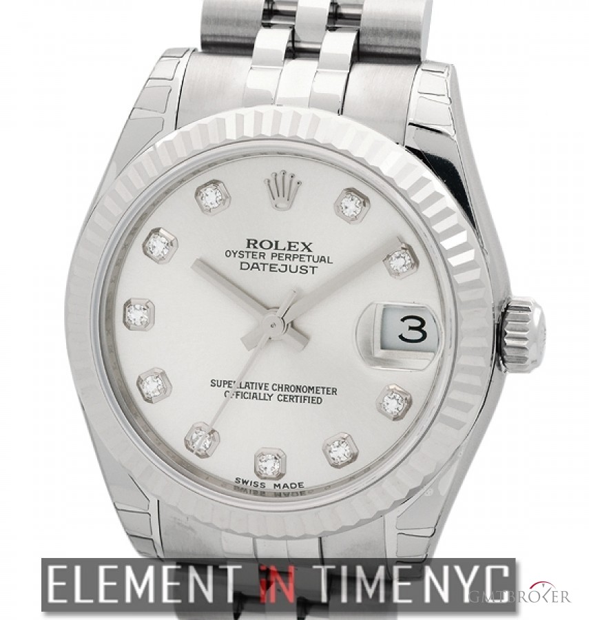 Rolex Stainless Steel 31mm Silver Diamond Dial 178274 148693