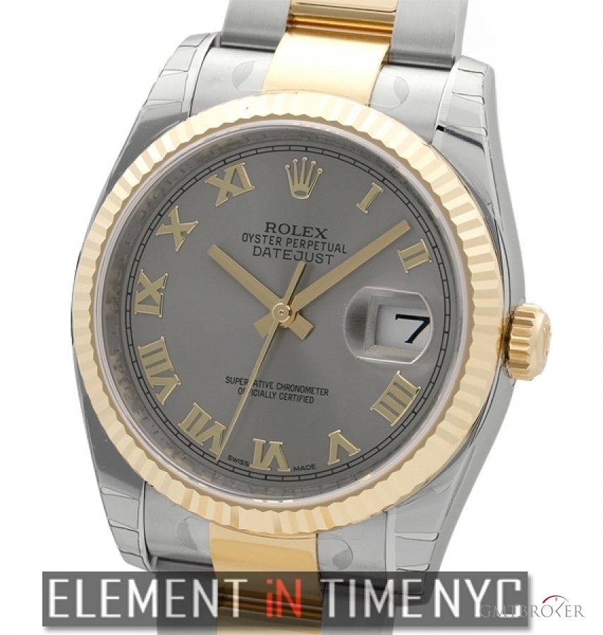 Rolex Steel  Yellow Gold Slate Roman Dial Oyster Bracele 116233 151703