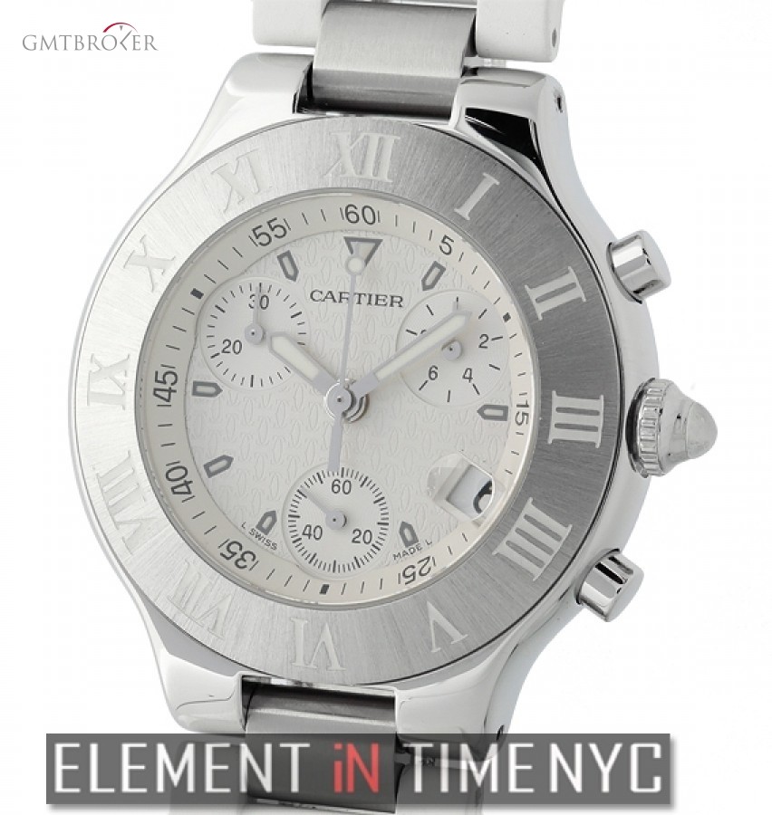 Cartier Chronoscaph Stainless Steel White Dial 38mm W10184U2 164695