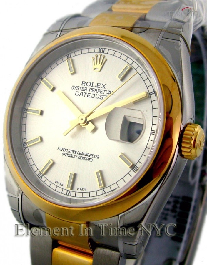 Rolex Steel  18k Yellow Gold White Dial 36mm 116203 145399
