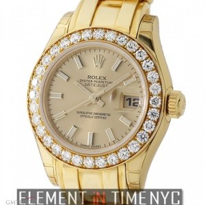 Rolex Lady Pearlmaster 18k Yellow Gold Diamond Bezel Cir 80298 351759