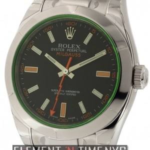 Rolex Stainless Steel Black Dial Green Crystal 40mm 116400 145495