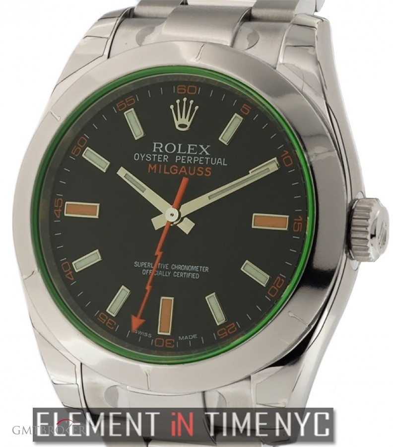 Rolex Stainless Steel Black Dial Green Crystal 40mm 116400 145495