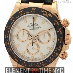 Rolex 18k Rose Gold Ceramic Bezel Ivory Dial 116515 147945