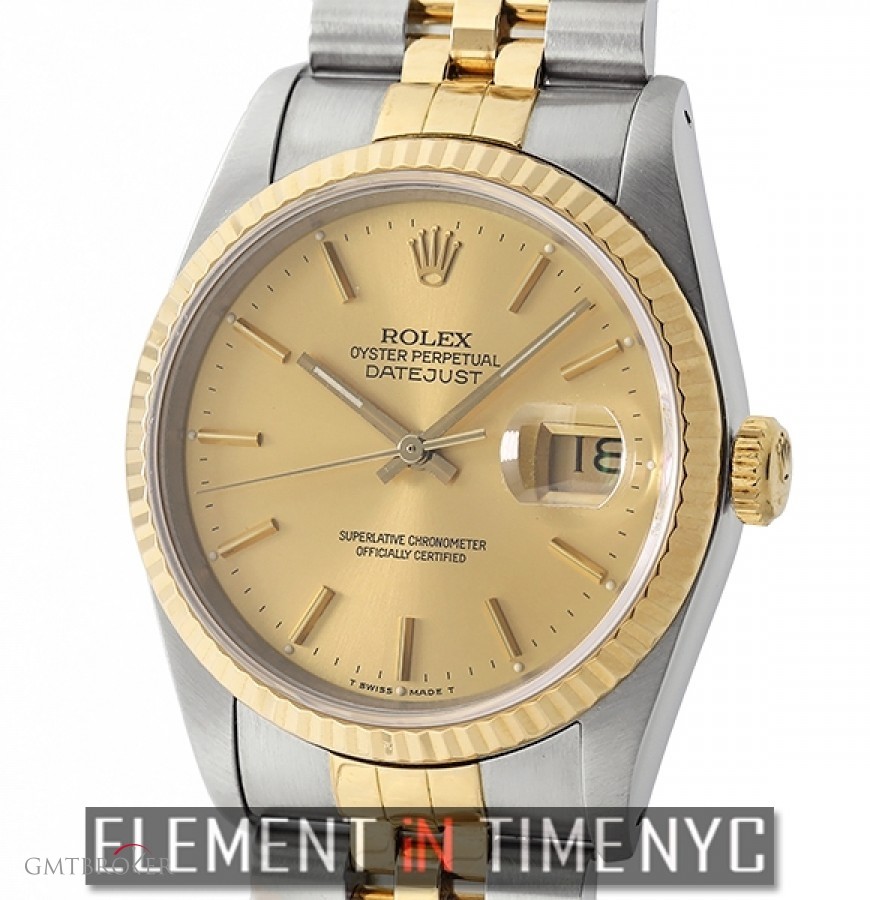 Rolex Steel  Yellow Gold 36mm Champagne Index Dial Circa 16233 406787