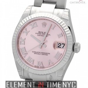 Rolex Stainless Steel 31mm Pink Roman Dial 18k White Gol 178274 151581