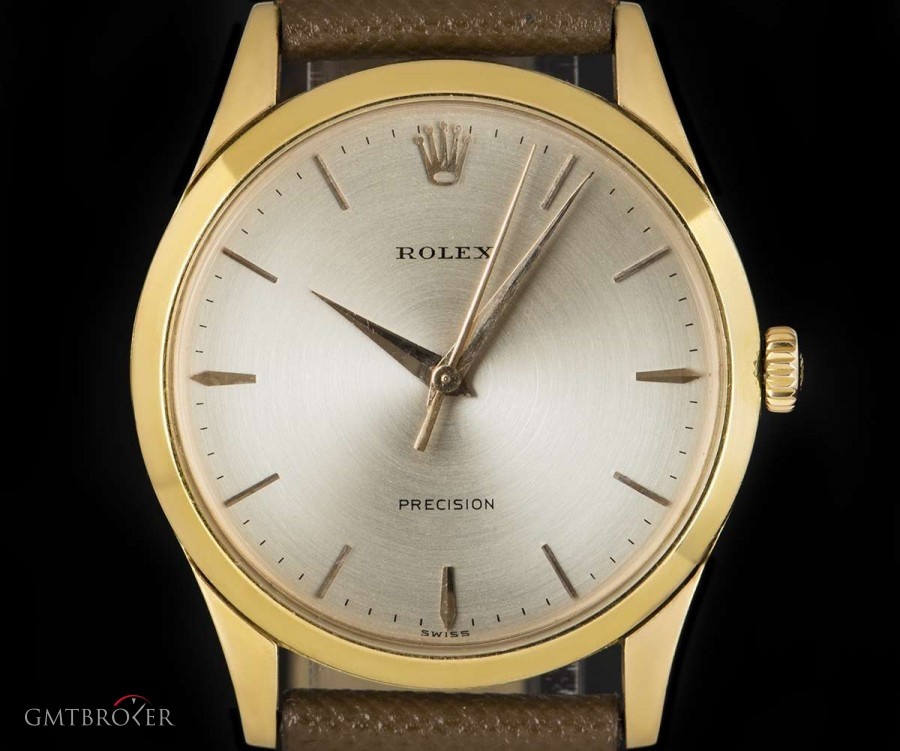 Rolex Precision Vintage Gents 18k Yellow Gold Silver Dia 9006 831767