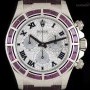 Rolex Unworn 18k White Gold Pav Diamond Dial Ruby Bezel