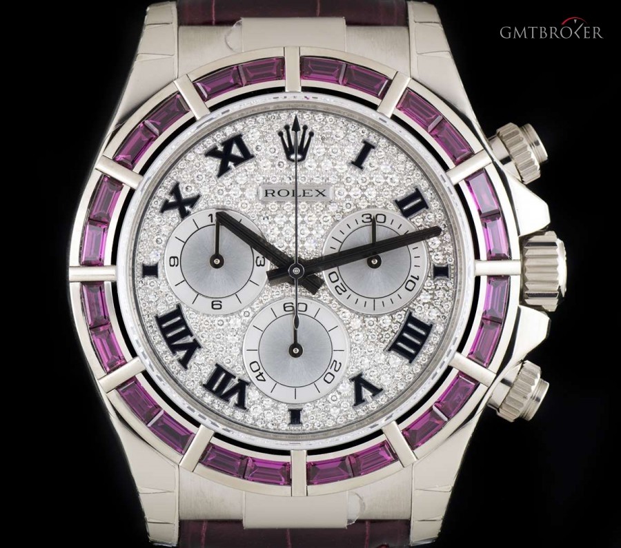 Rolex Unworn 18k White Gold Pav Diamond Dial Ruby Bezel 116589SALV 761313