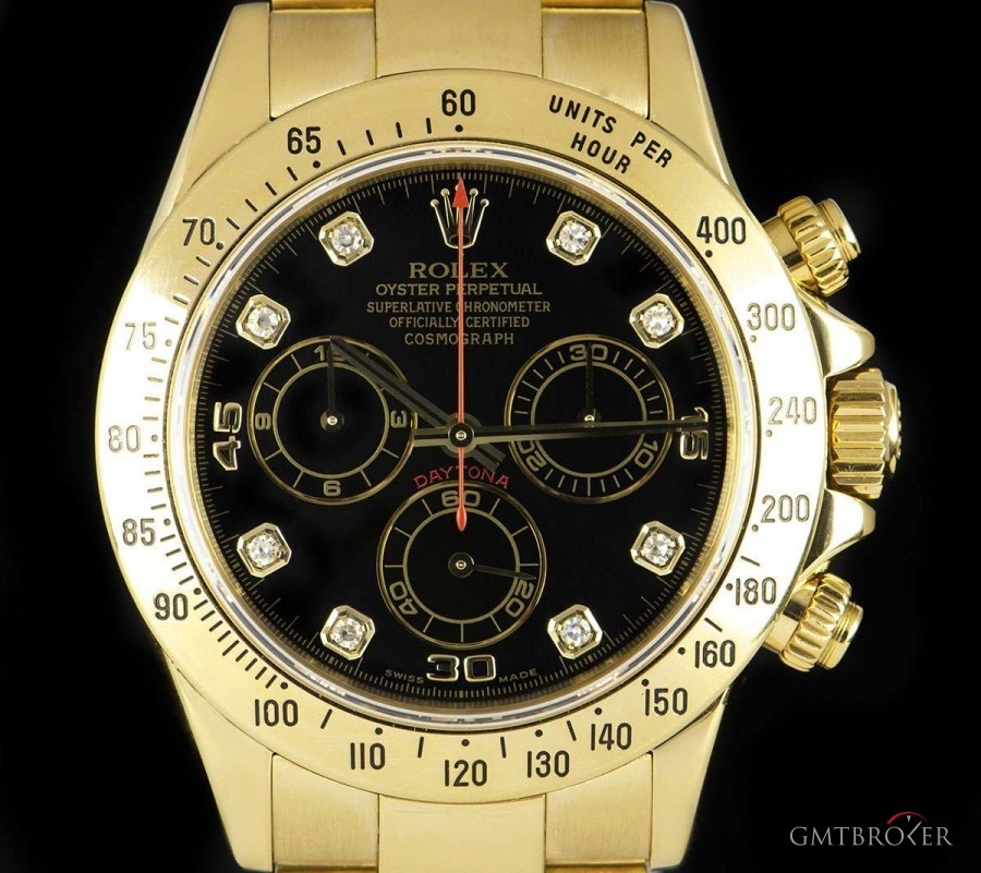 Rolex Cosmograph Daytona Gents 18k Yellow Gold Black Dia 116528 820484