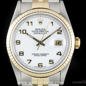 Rolex Stainless Steel  18k Yellow Gold White Dial Dateju 16233 757259