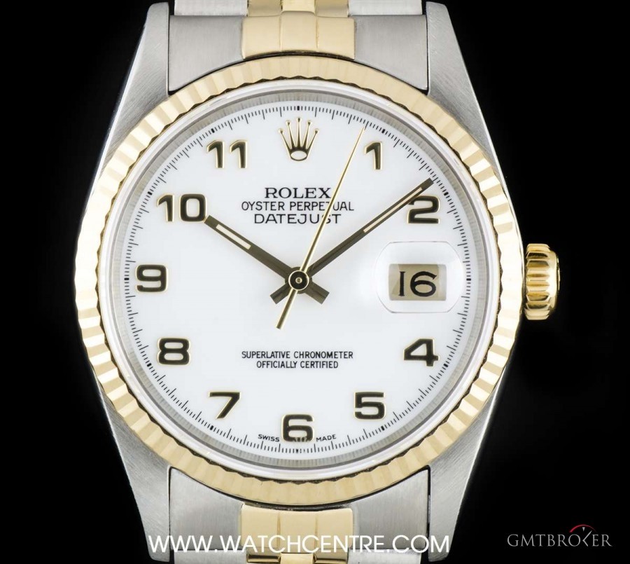 Rolex Stainless Steel  18k Yellow Gold White Dial Dateju 16233 757259