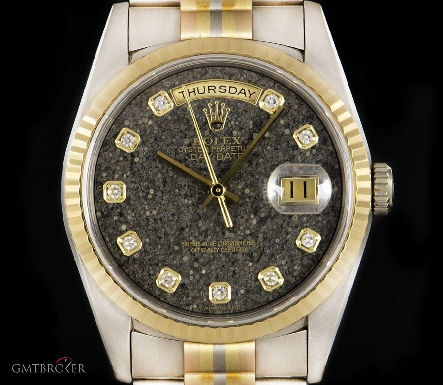 Rolex Rare Day-Date Gents 18k Tridor Gold Dinosaur Fossi 18239B 846862