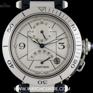 Cartier Stainless Steel Power Reserve GMT Pasha Gents BP W W31037H3 739081