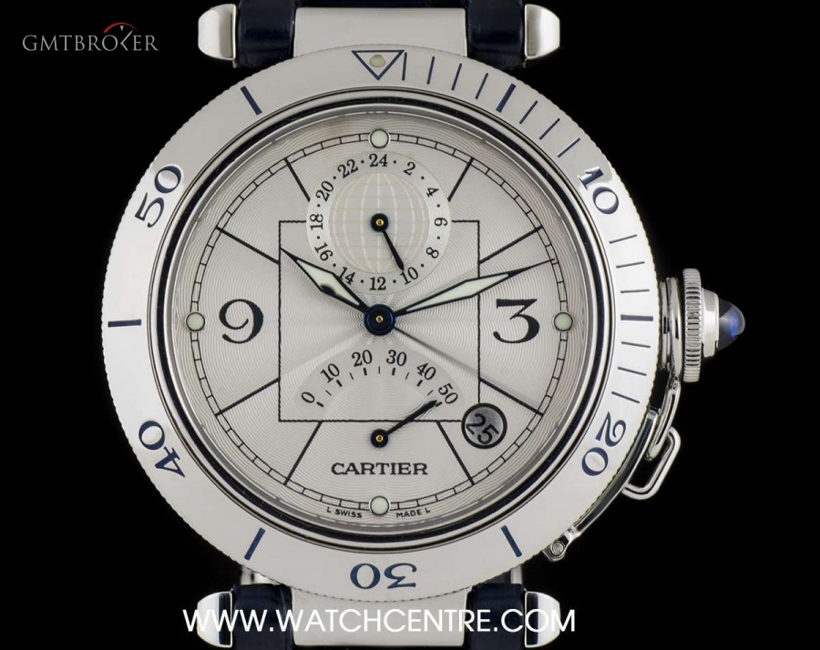 Cartier Stainless Steel Power Reserve GMT Pasha Gents BP W W31037H3 739081