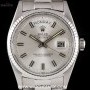 Rolex 18k White Gold Silver Wide Boy Baton Dial Day-Date