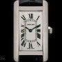 Cartier Tank Americaine Ladies 18k White Gold Silver Roman