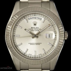 Rolex Day-Date II Gents 18k White Gold Silver Dial BP 21 218239 837838
