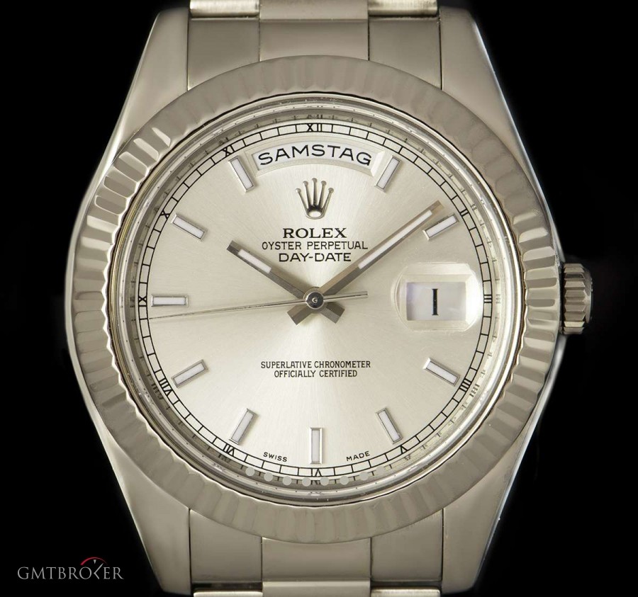 Rolex Day-Date II Gents 18k White Gold Silver Dial BP 21 218239 837838