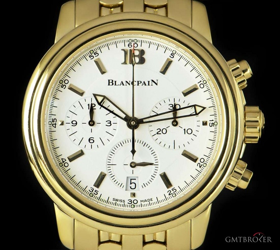 Blancpain Leman Chronograph Gents 18k Yellow Gold White Dial 2185-1418-63A 827822
