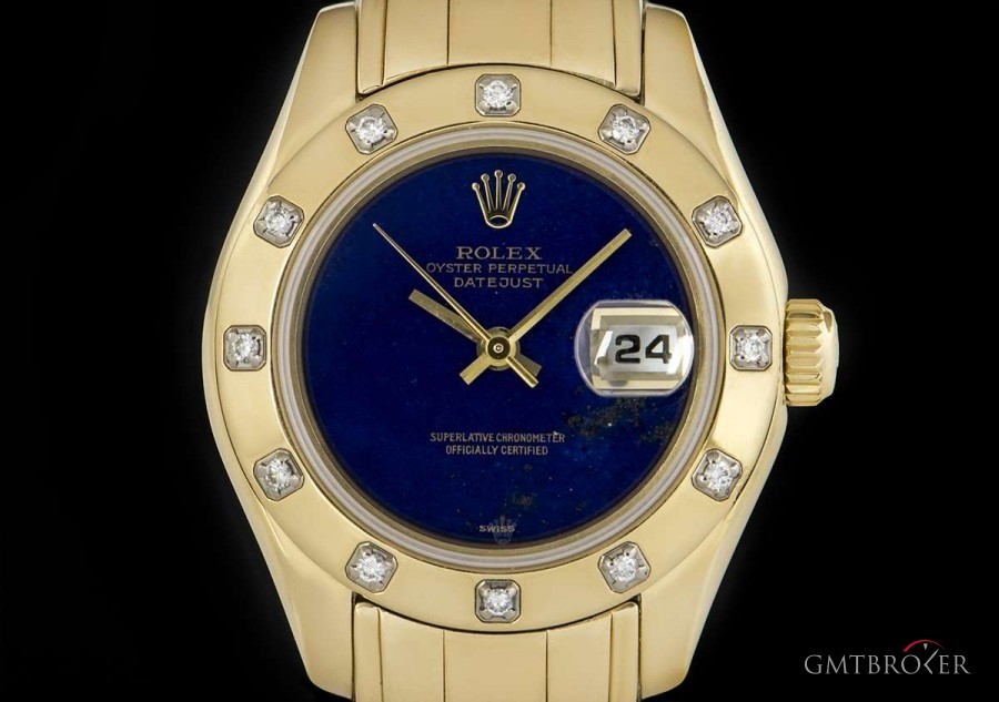 Rolex Pearlmaster Datejust Ladies 18k Yellow Gold Lapis 69318 836461