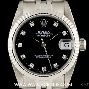 Rolex Stainless Steel Black Diamond Dial Datejust Mid-Si 68274 738287