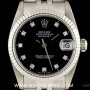 Rolex Stainless Steel Black Diamond Dial Datejust Mid-Si
