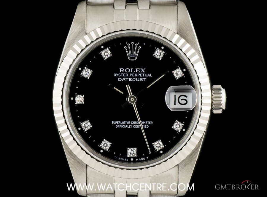 Rolex Stainless Steel Black Diamond Dial Datejust Mid-Si 68274 738287