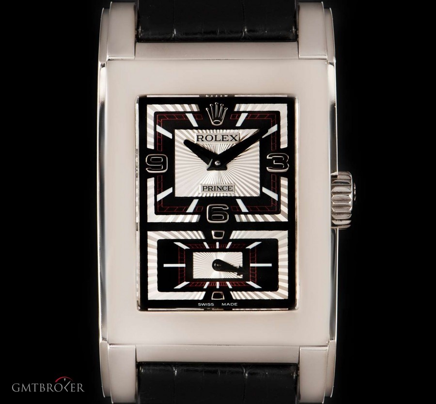 Rolex Unworn Cellini Prince NOS Gents 18k White Gold Bla 5443/9 824891