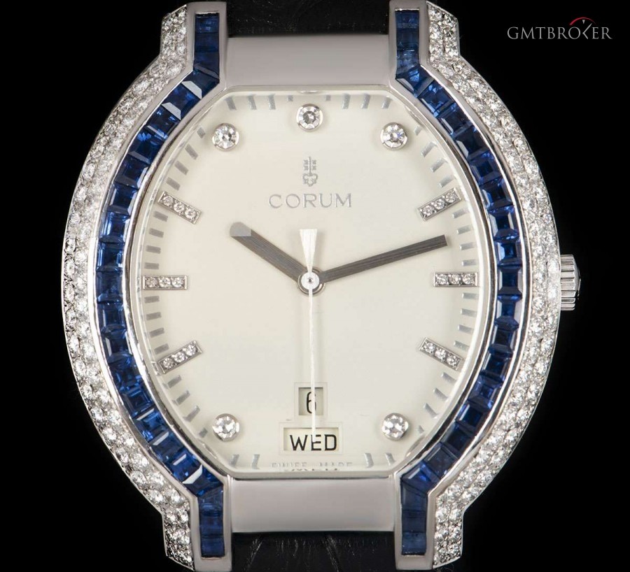 Corum Diamond  Sapphire Set Gents Dress Watch 18k White 90.253.59 820622