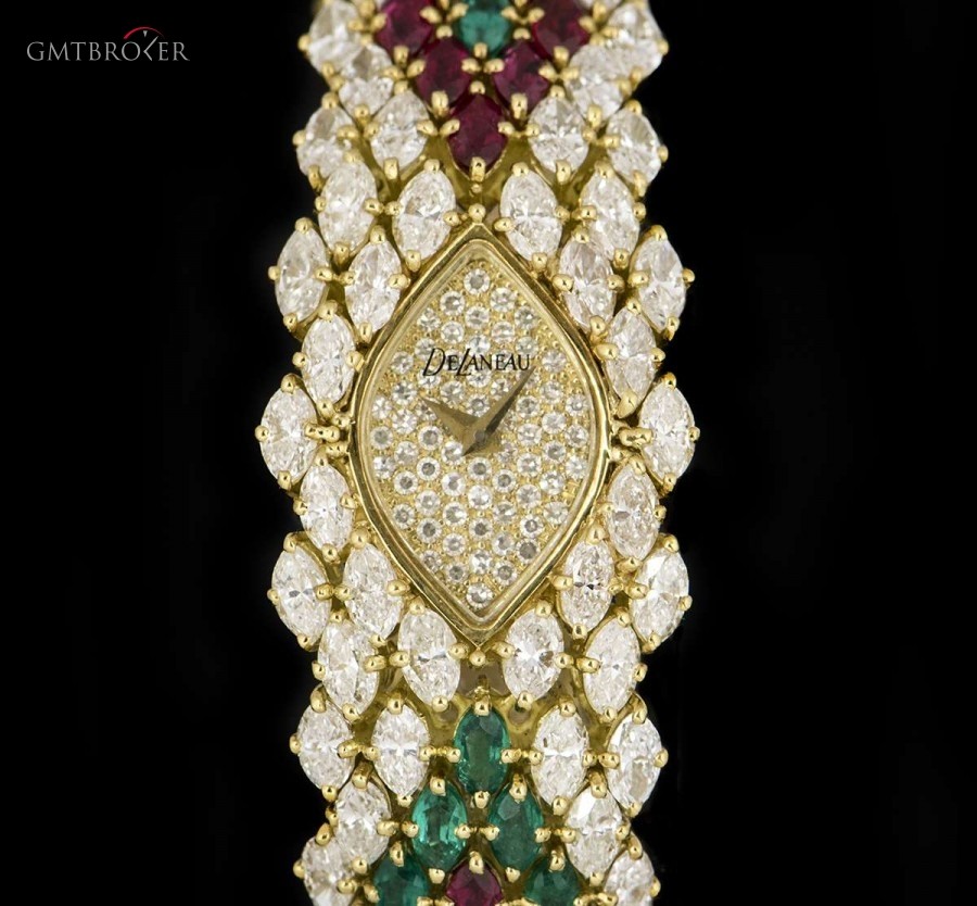 DeLaneau Cocktail Ladies 18k Yellow Gold Pave Diamond Dial nessuna 837520