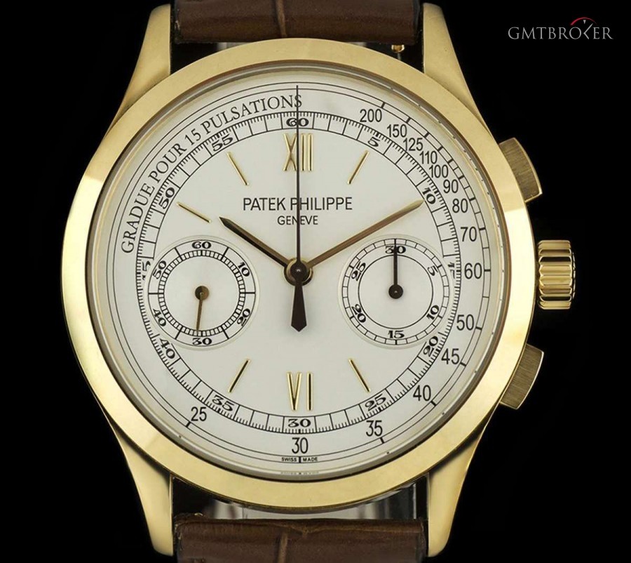 Patek Philippe Classic Chronograph Gents 18k Yellow Gold Silver O 5170J 765584