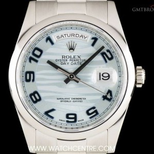 Rolex Platinum Ice Blue Wave Arabic Dial Day-Date Gents 118206 757913