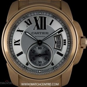 Cartier 18k Rose Gold Silver Roman Dial Calibre De  W71000 W7100018 727727