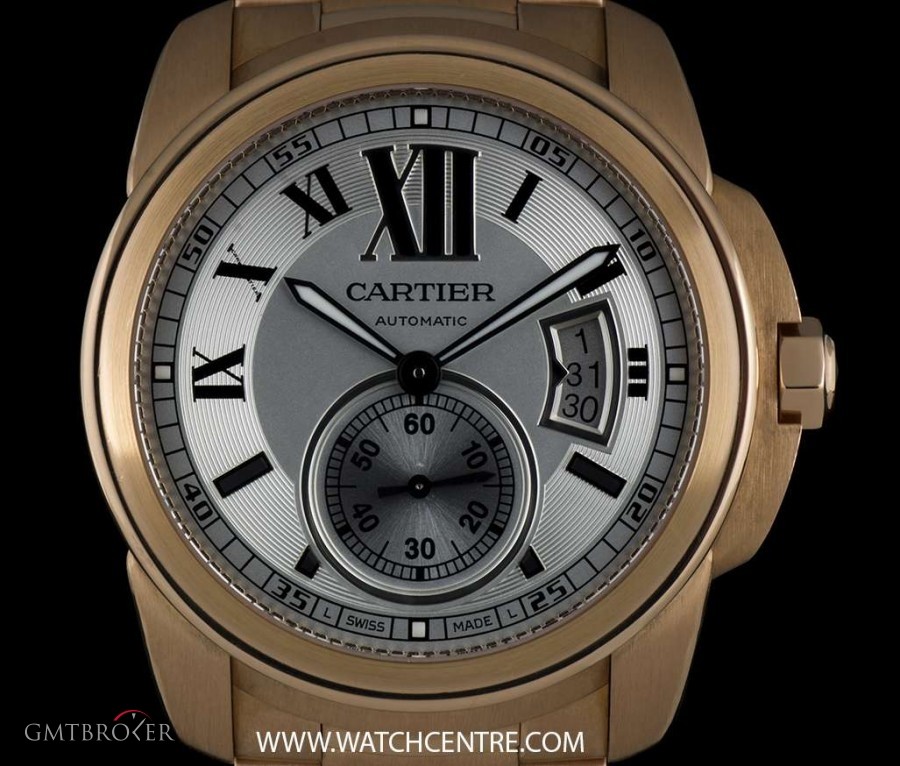 Cartier 18k Rose Gold Silver Roman Dial Calibre De  W71000 W7100018 727727