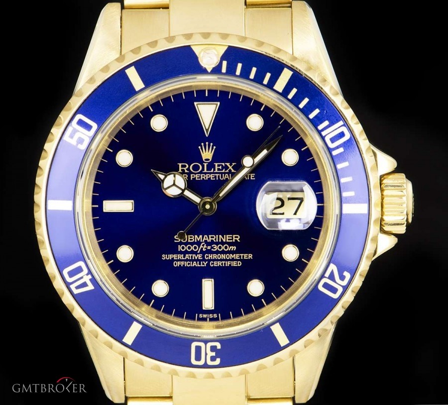 Rolex Submariner Date Gents 18k Yellow Gold Blue Dial 16 16618 843145