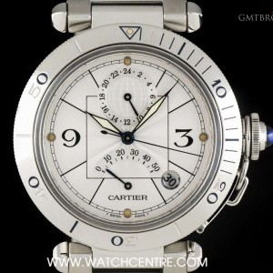 Cartier Stainless Steel Power Reserve GMT Pasha Gents W310 W31037H3 741089