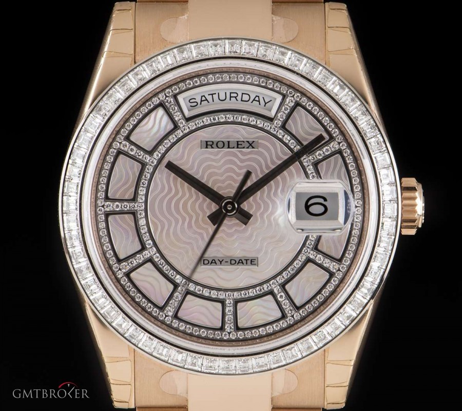 Rolex Unworn Day-Date 18k Rose Gold Pink Mother Of Pearl 118395BR 810593