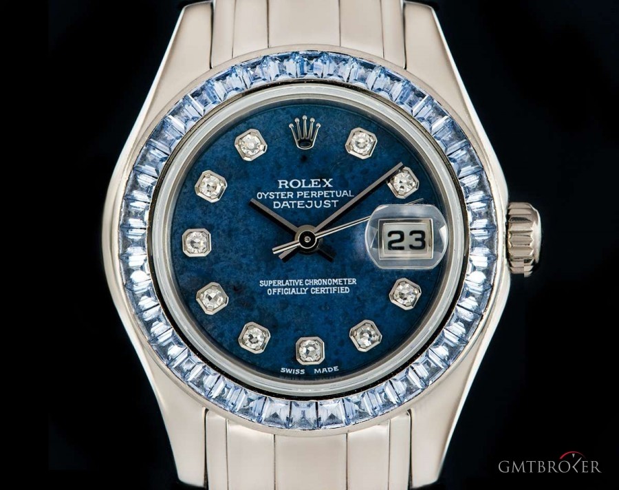 Rolex Pearlmaster Datejust Ladies 18k White Gold Sodalit 80309 824063